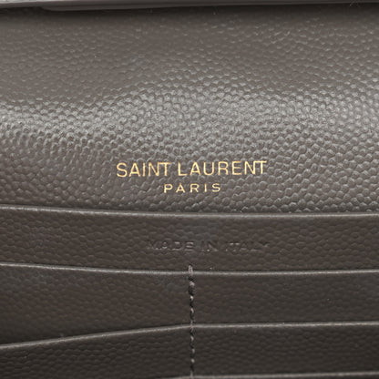 Saint Laurent Grain De Poudre Matelasse Chevron Monogram Chain Wallet Fog 6 of 11