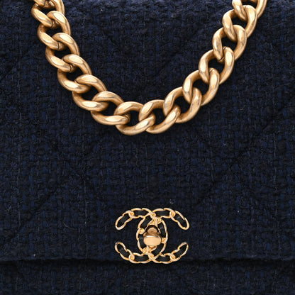 Chanel Tweed Quilted Maxi Chanel 19 Flap Navy 8 of 10