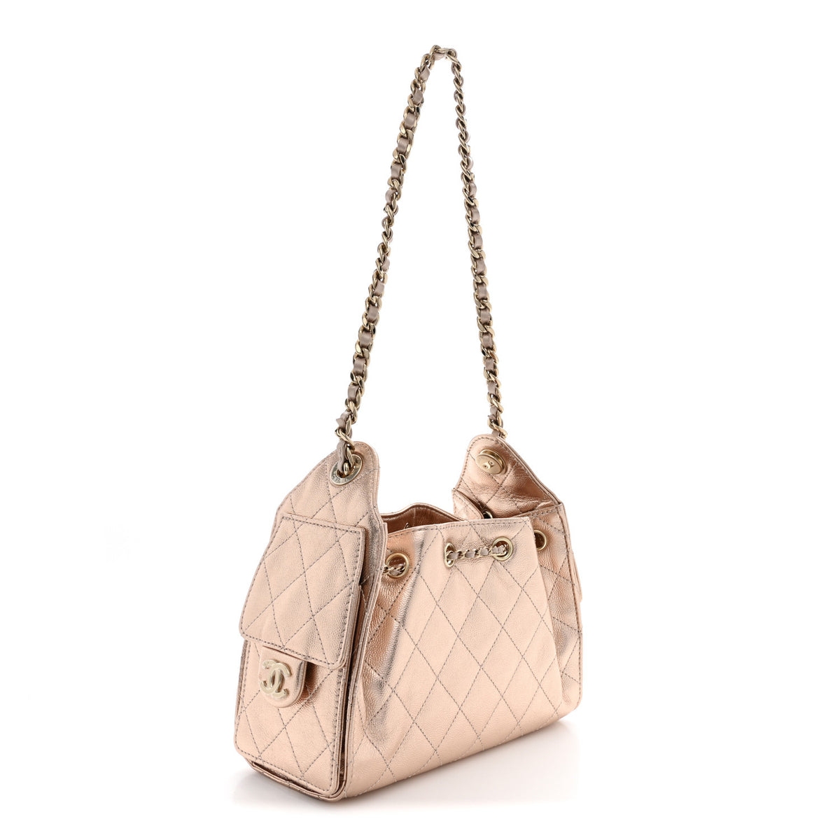 Chanel Metallic Caviar Quilted Mini Chanel 25 Handbag Copper 3 of 12