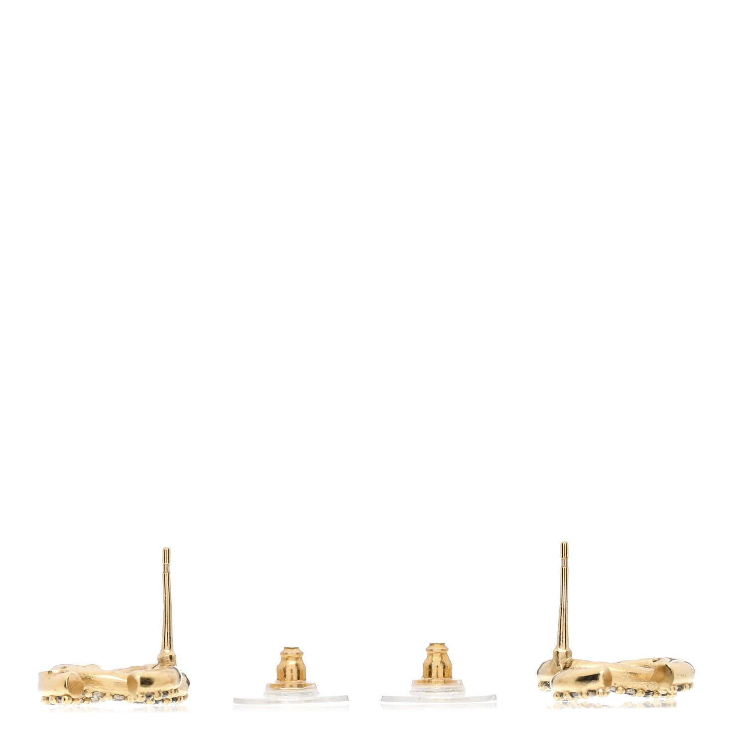 Chanel Crystal CC Earrings Gold 3 of 4