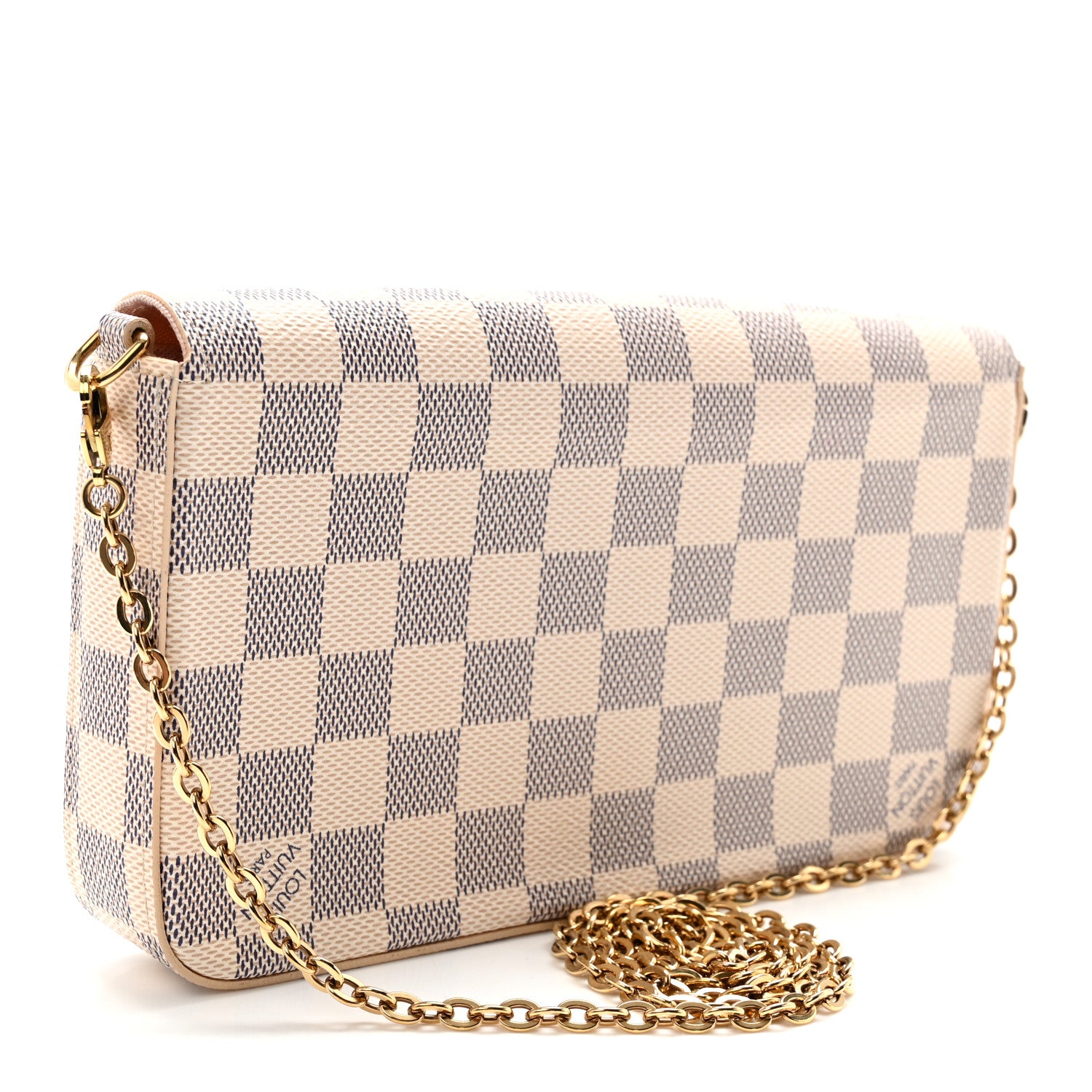 Louis Vuitton Damier Azur Pochette Felicie Chain Wallet Rose Ballerine 3 of 10