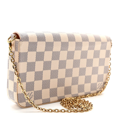 Louis Vuitton Damier Azur Pochette Felicie Chain Wallet Rose Ballerine 3 of 10