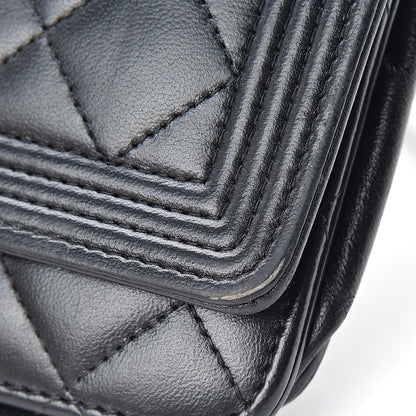 Chanel Lambskin Quilted Boy Wallet On Chain WOC Black 16 of 18