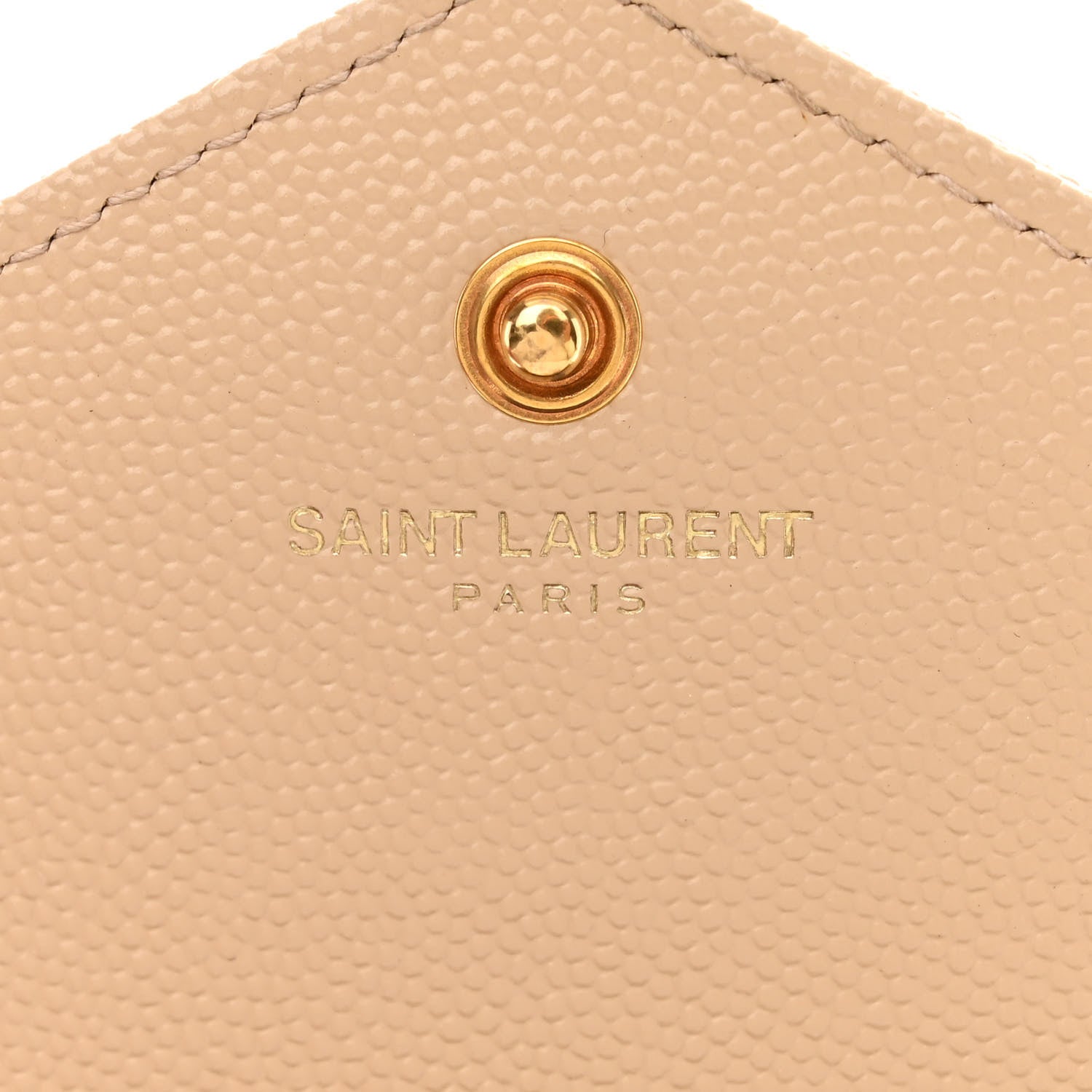 Saint Laurent Grain De Poudre Matelasse Chevron Monogram Chain Wallet Dark Beige 6 of 11
