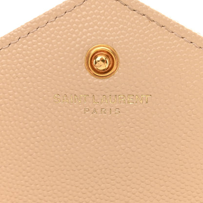 Saint Laurent Grain De Poudre Matelasse Chevron Monogram Chain Wallet Dark Beige 6 of 11