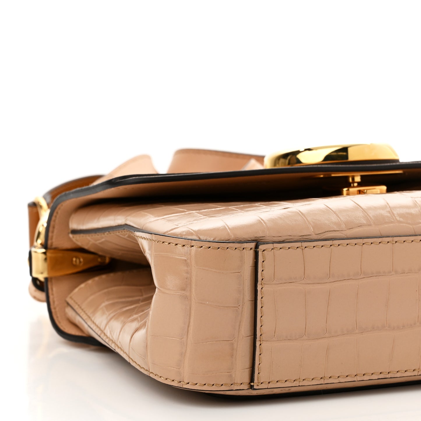 Calfskin Crocodile Embossed Small C Double Carry Nut