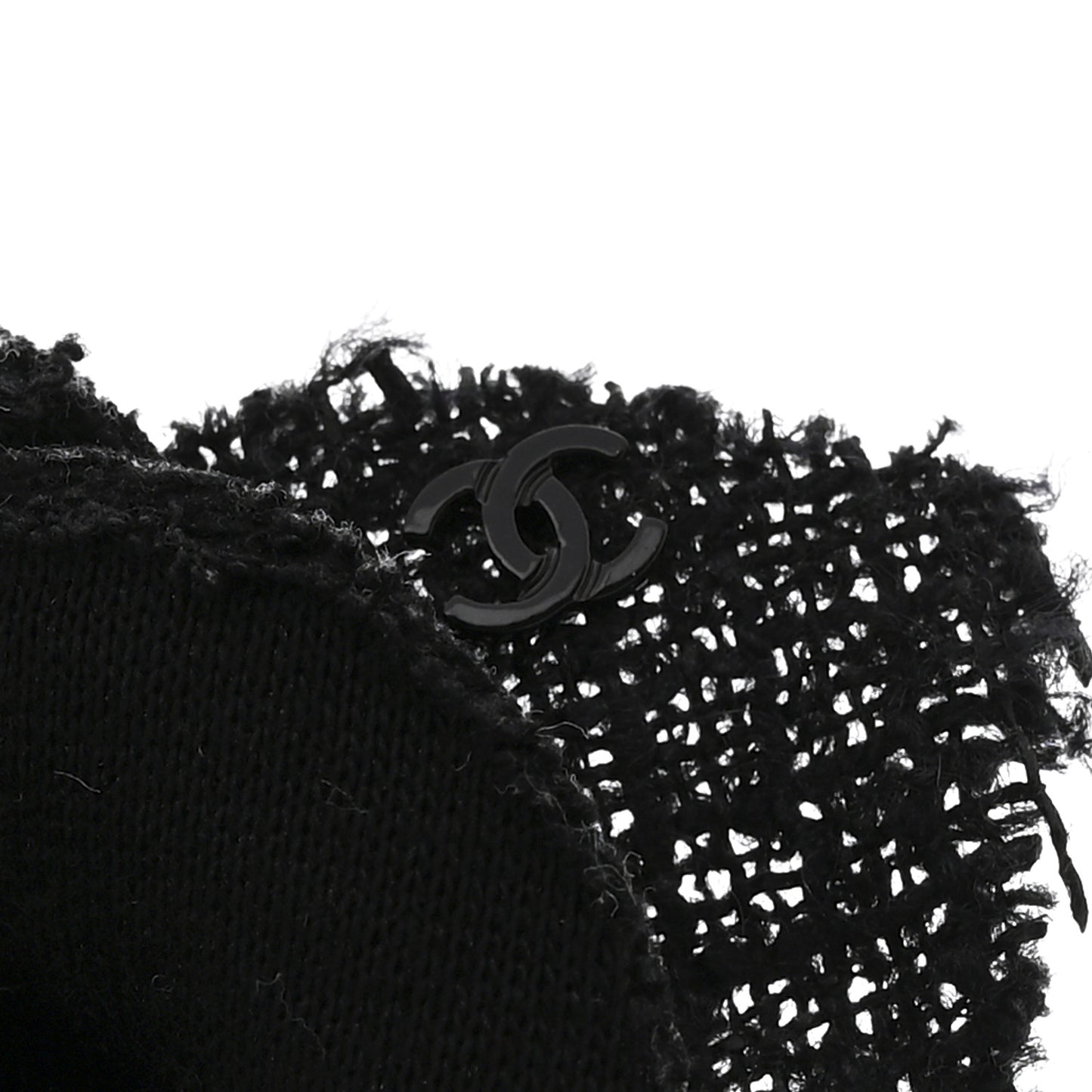 Tweed Camellia Pin Brooch Black