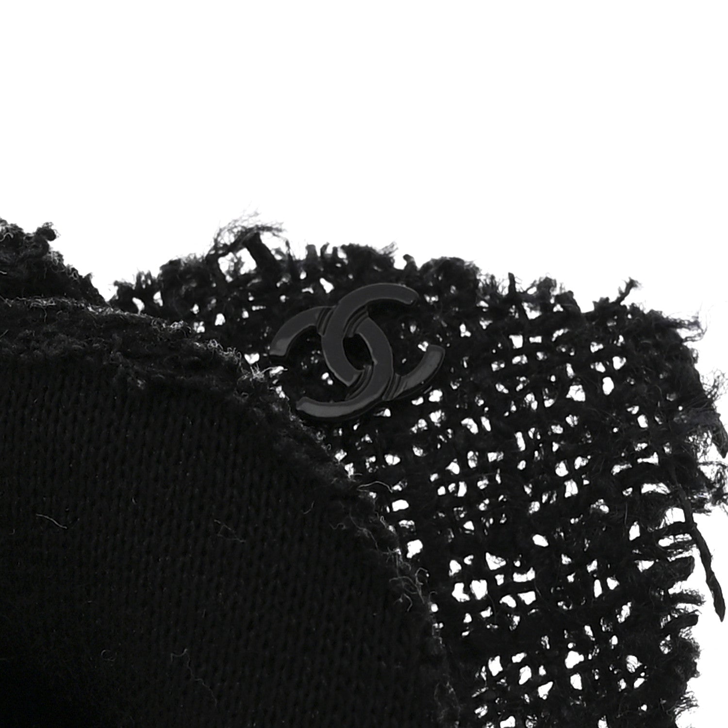 Chanel Tweed Camellia Pin Brooch Black 3 of 3