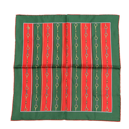 Gucci Silk Horsebit Stripe Scarf Red Green 1 of 4