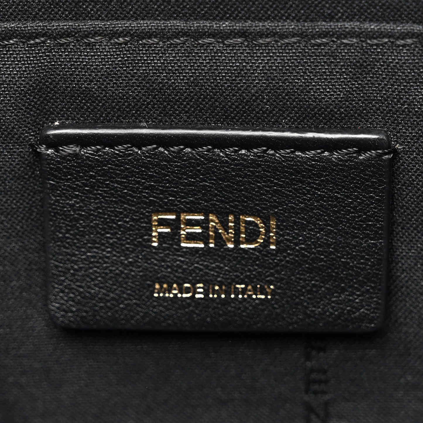 Glazed Fabric Vitello Century F is Fendi FF 1974 Stamp Patch Camera Case Mogano Panna Black
