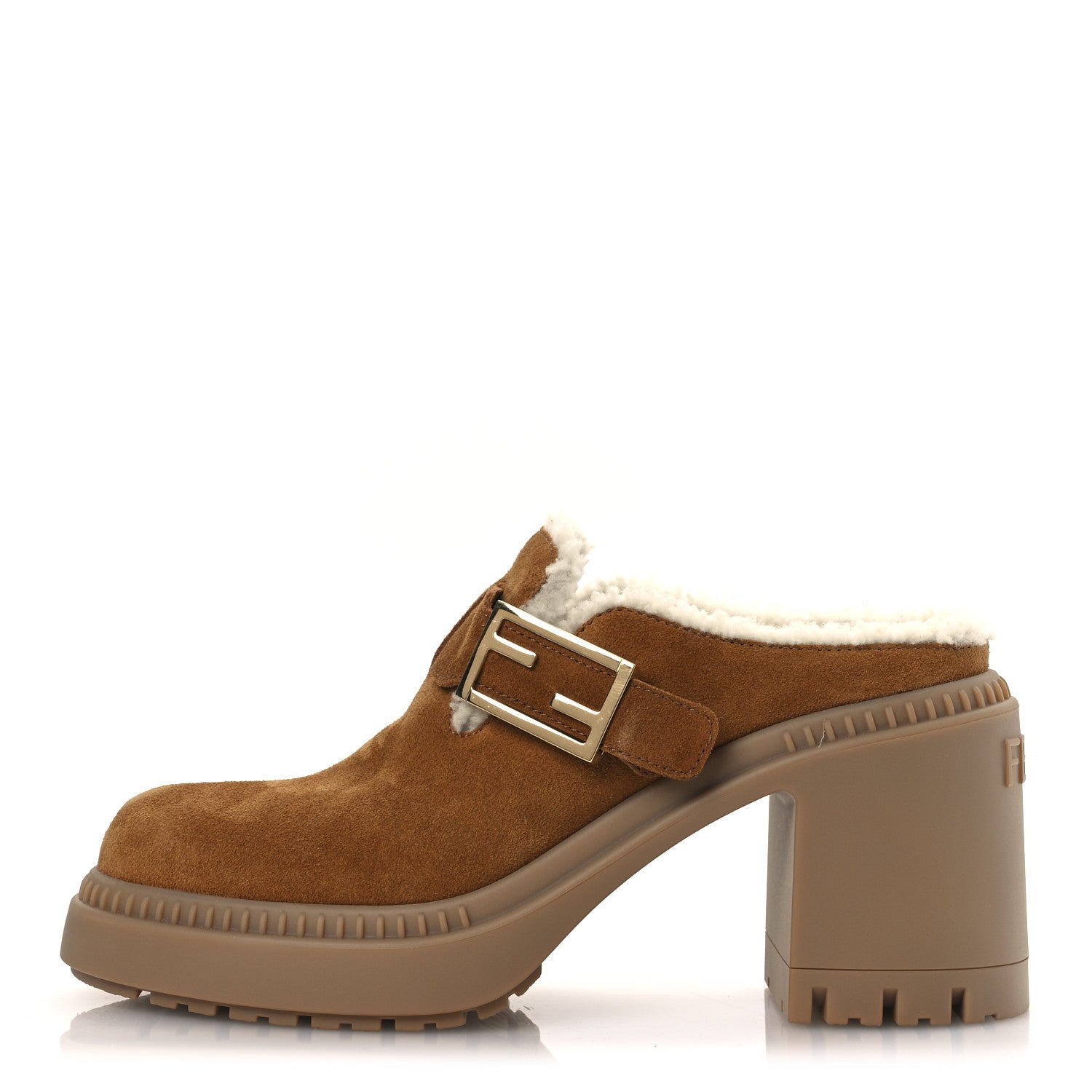 Fendi Suede Shearling Clogs 39.5 Caramel Latte 1 of 11