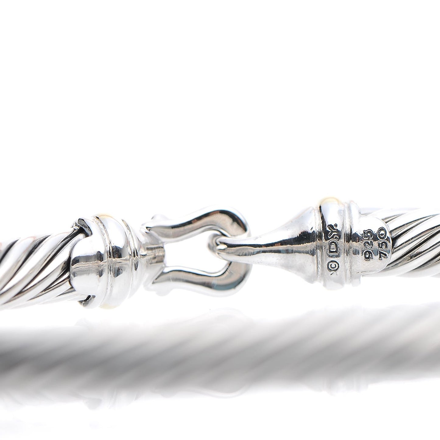 Sterling Silver 18K Yellow Gold 5mm Cable Classic Buckle Bracelet