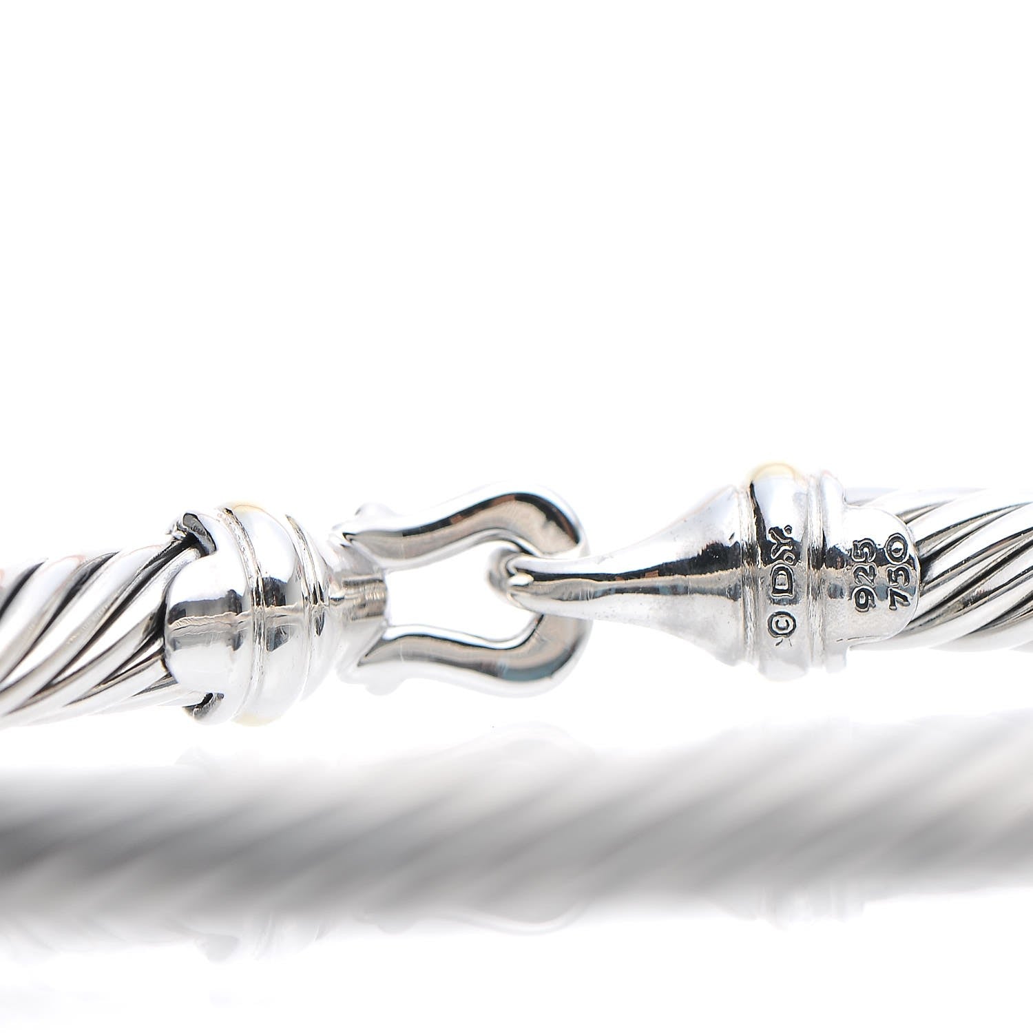 David Yurman Sterling Silver 18K Yellow Gold 5mm Cable Classic Buckle Bracelet 5 of 5