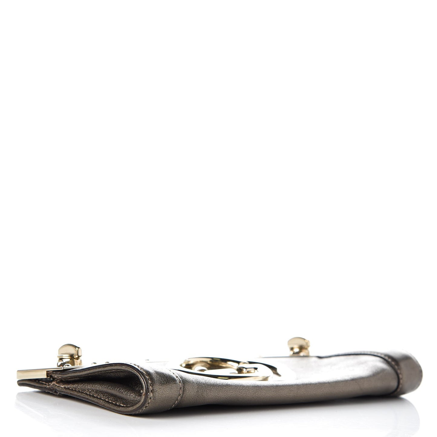 Metallic Calfskin Britt Clutch Pewter