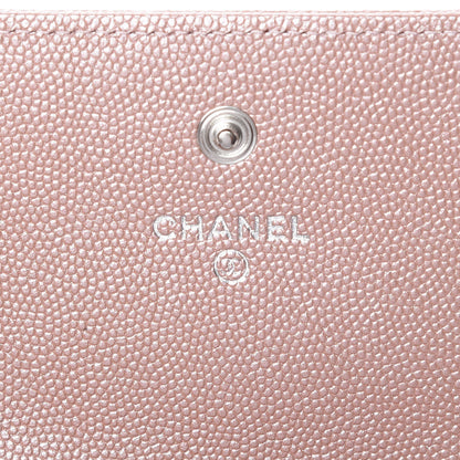 Chanel Metallic Caviar Chevron Quilted Vintage Mademoiselle Card Holder Pink 6 of 9