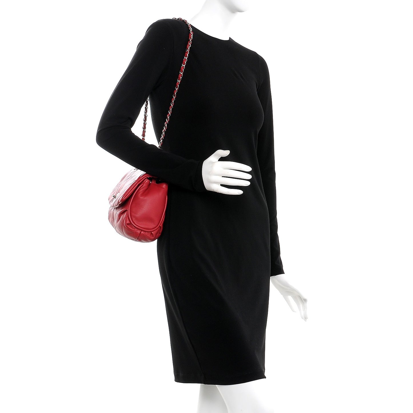 Calfskin Quilted CC Curvy Flap Red