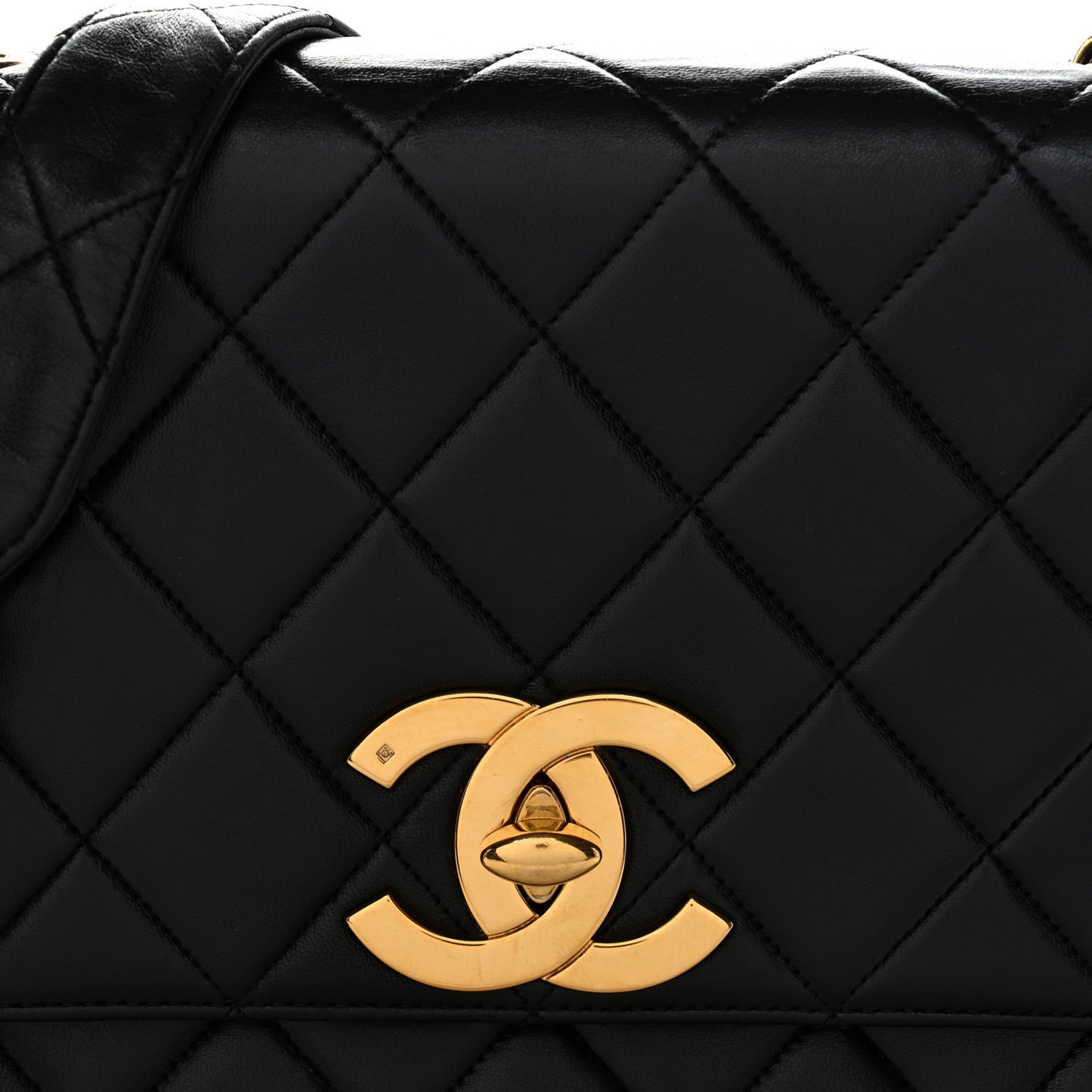Lambskin Quilted Medium Single Flap Black