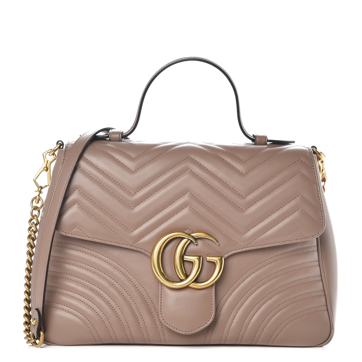 Calfskin Matelasse Medium GG Marmont Top Handle Shoulder Bag Porcelain Rose