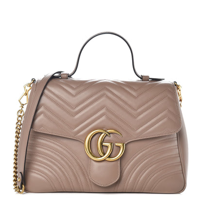 Gucci Calfskin Matelasse Medium GG Marmont Top Handle Shoulder Bag Porcelain Rose 1 of 9