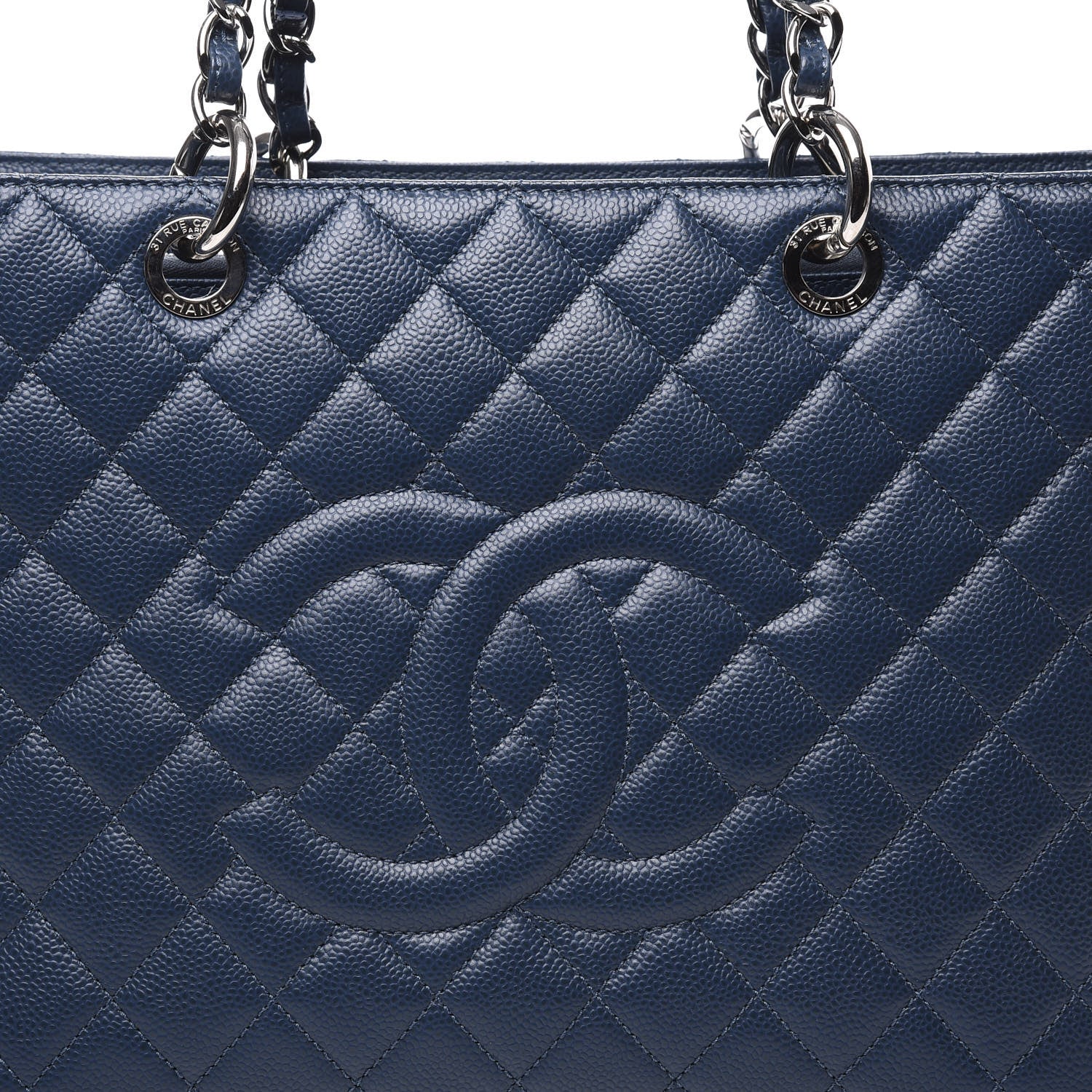 Chanel Caviar Quilted Grand Shopping Tote GST Navy Blue 10 of 10