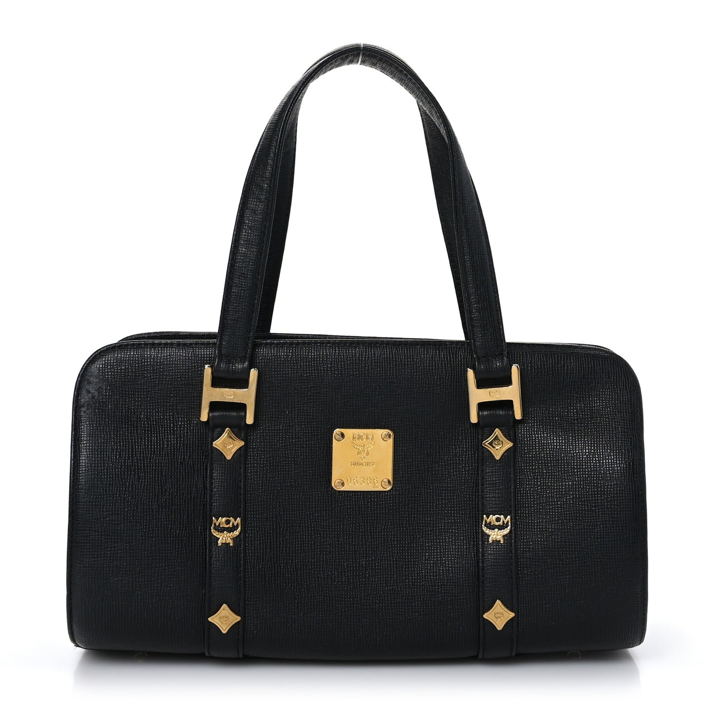 Calfskin Studded Barrel Bag Black