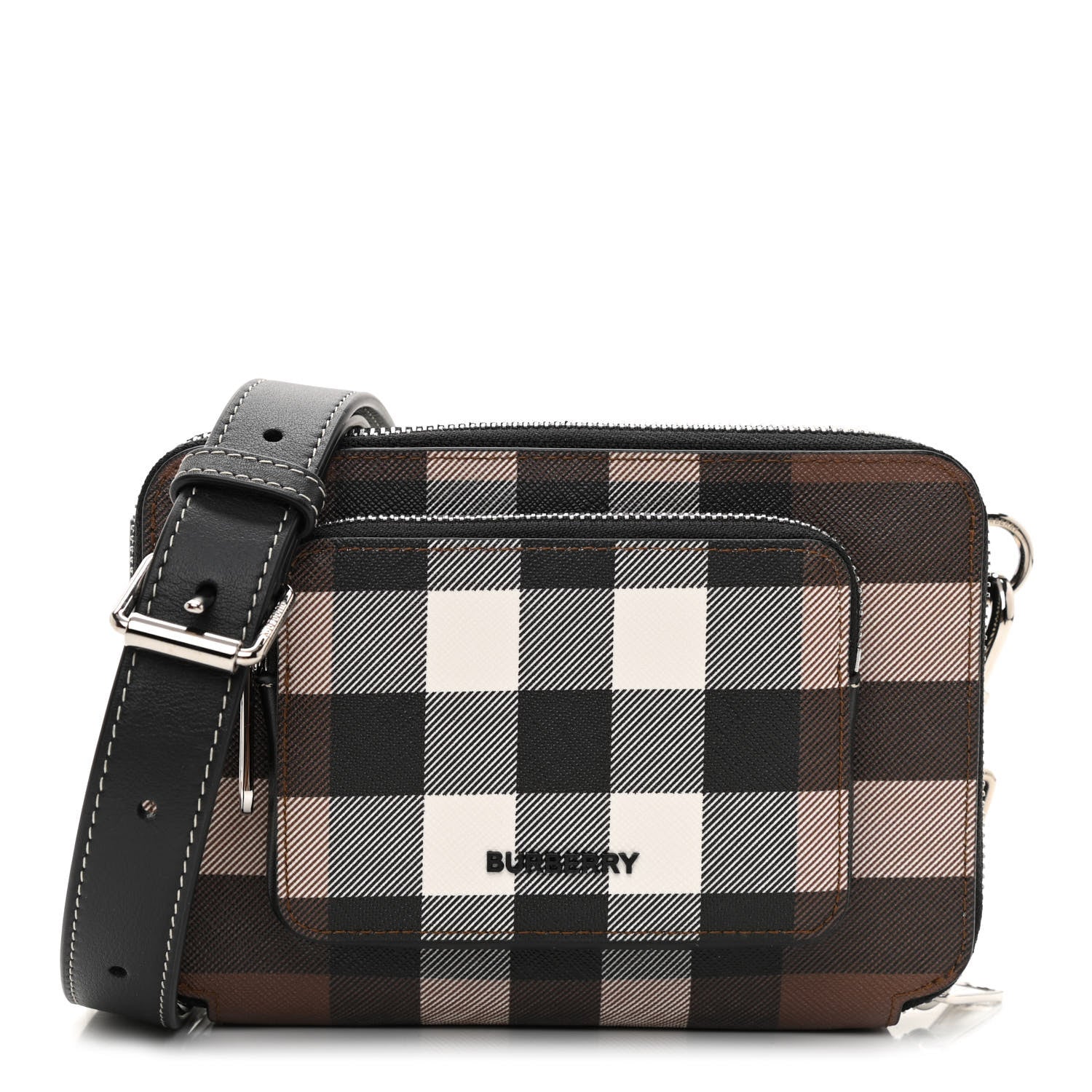 Burberry E-Canvas Jake Giant Check Messenger Dark Birch 1 of 9