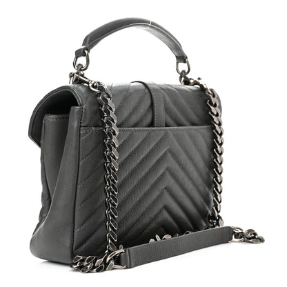 Saint Laurent Sheepskin Matelasse Chevron Monogram Medium College Bag Storm 3 of 12