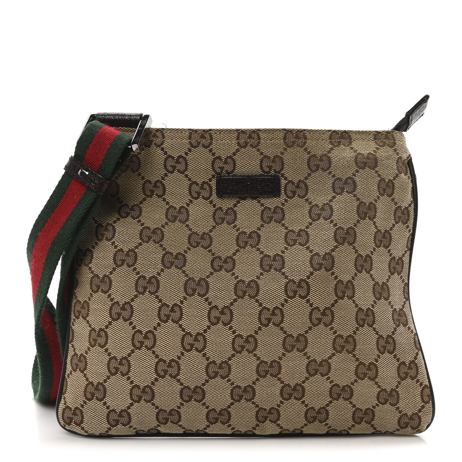 Gucci Monogram Web Small Flat Messenger Bag Brown 1 of 10