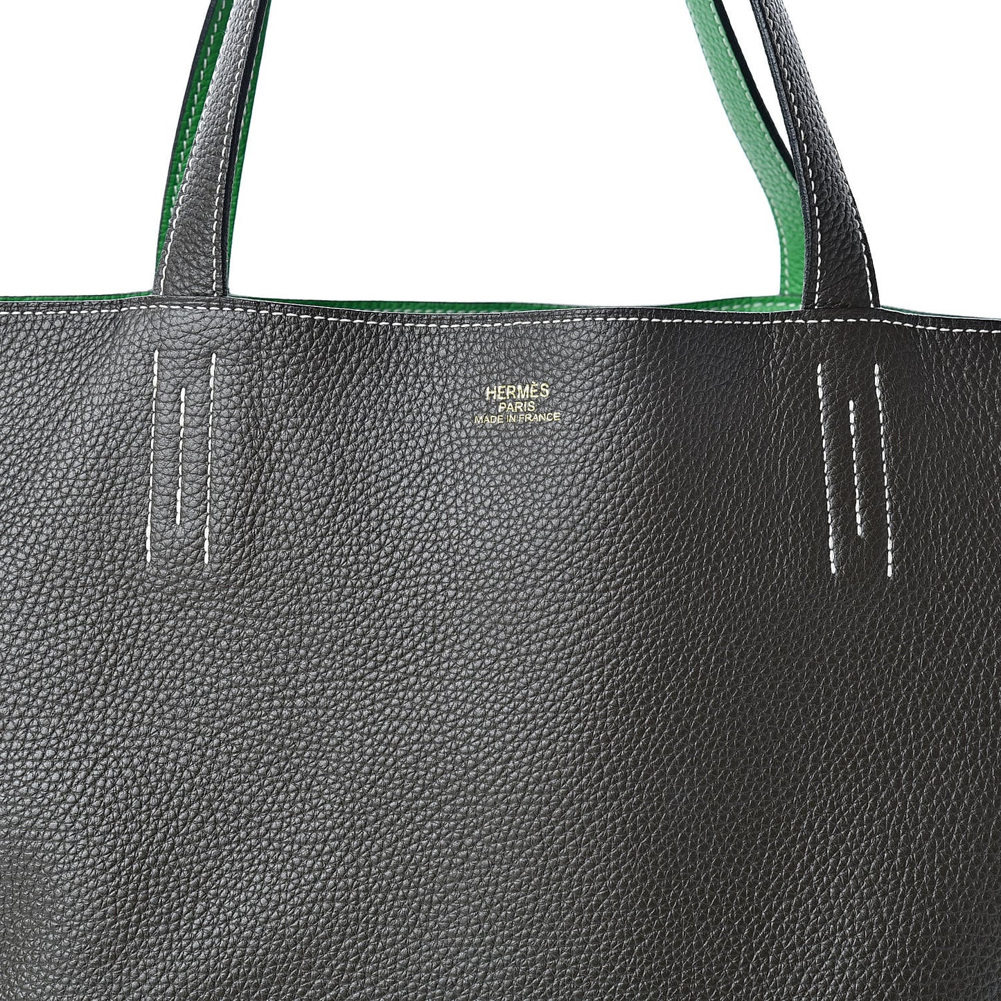 Taurillon Clemence Double Sens 45 Reversible Tote Bambou Vert Bronze
