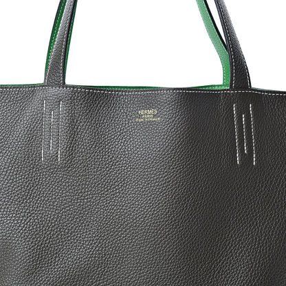 Hermes Taurillon Clemence Double Sens 45 Reversible Tote Bambou Vert Bronze 11 of 16