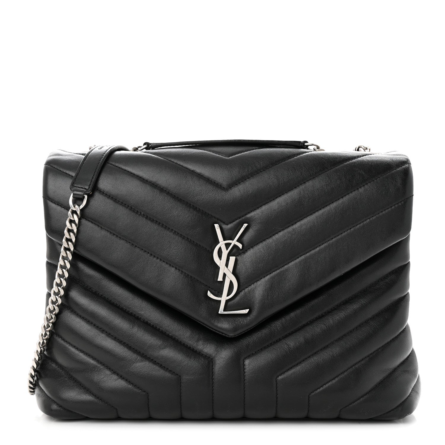 Saint Laurent Calfskin Y Quilted Monogram Medium Loulou Chain Satchel Black 1 of 11