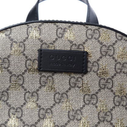Gucci GG Supreme Monogram Bees Print Small Day Backpack Beige Oro Black 10 of 11