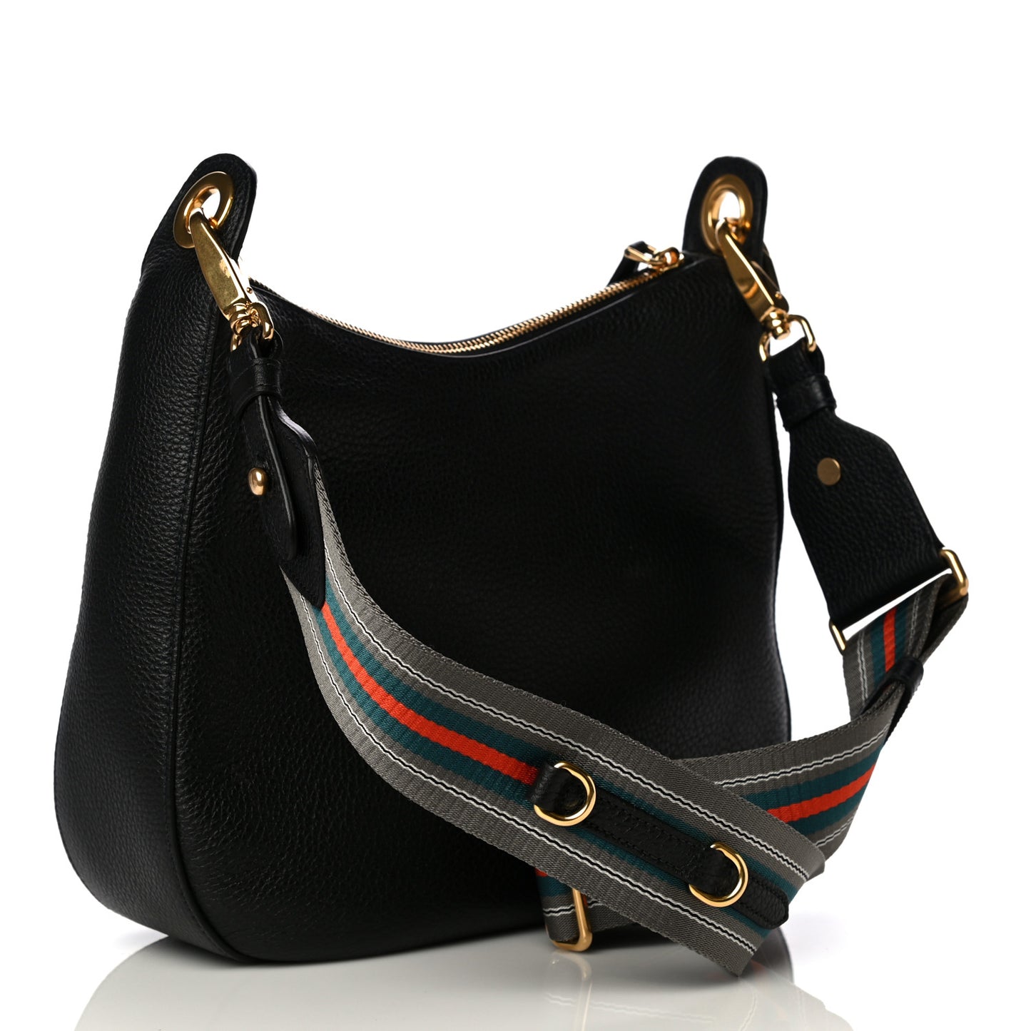 Vitello Phenix Zippered Messenger Hobo Black