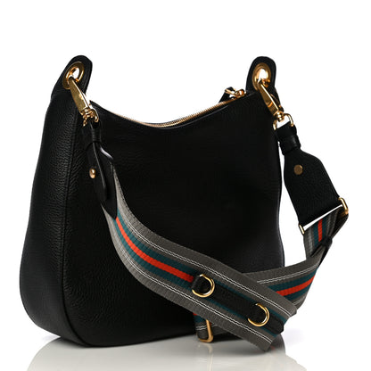 Prada Vitello Phenix Zippered Messenger Hobo Black 2 of 12