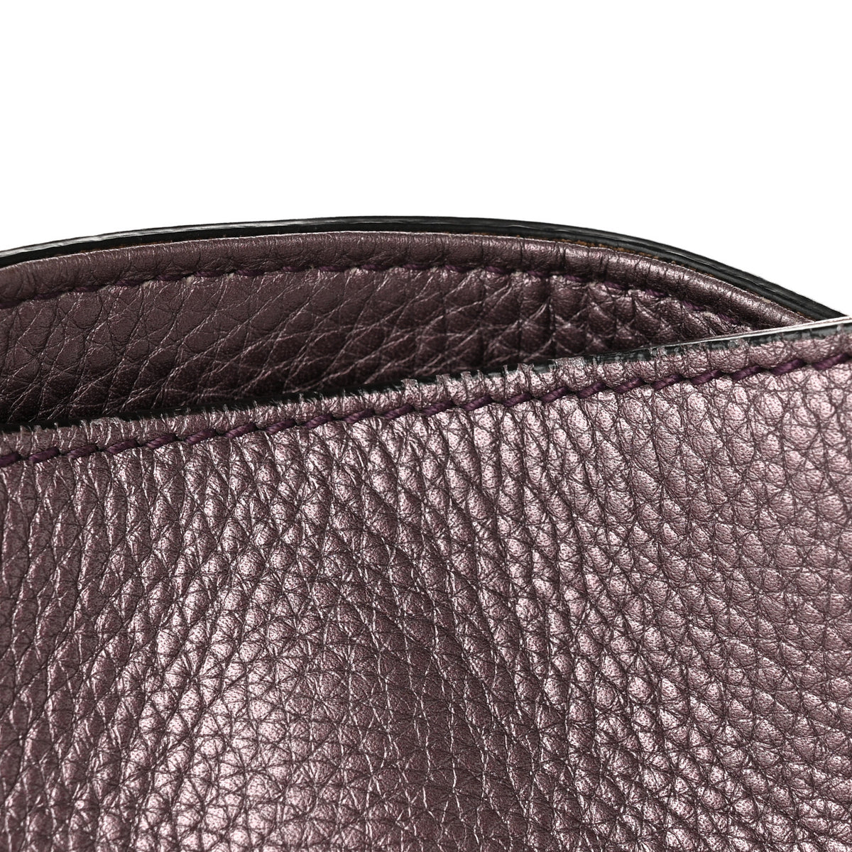 Metallic Pebbled Calfskin Medium Soho Chain Shoulder Bag Purple