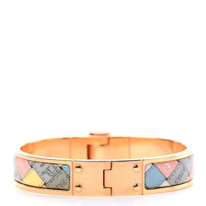 Hermes Enamel Printed Narrow Bolduc Au Carre Hinged Bracelet M Romantique 2 of 3