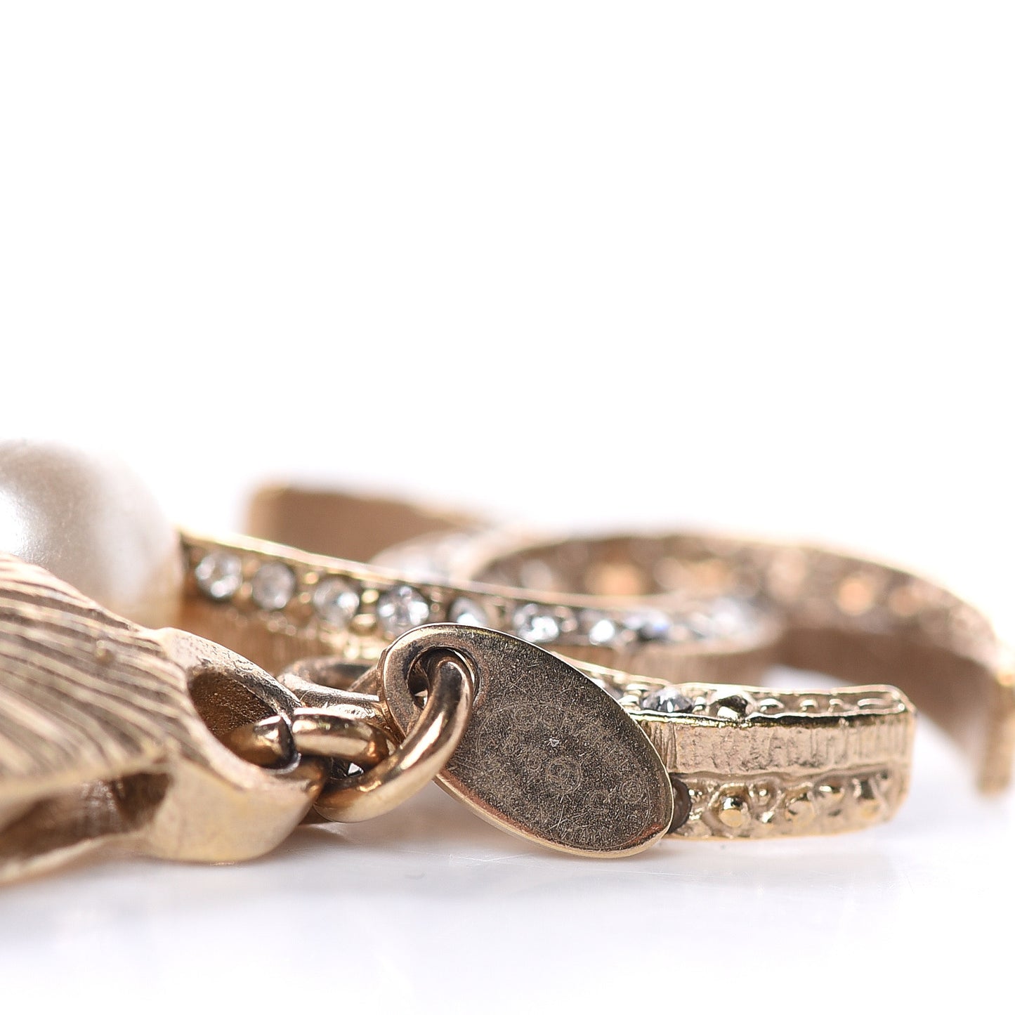 Pearl Crystal CC Bracelet Gold