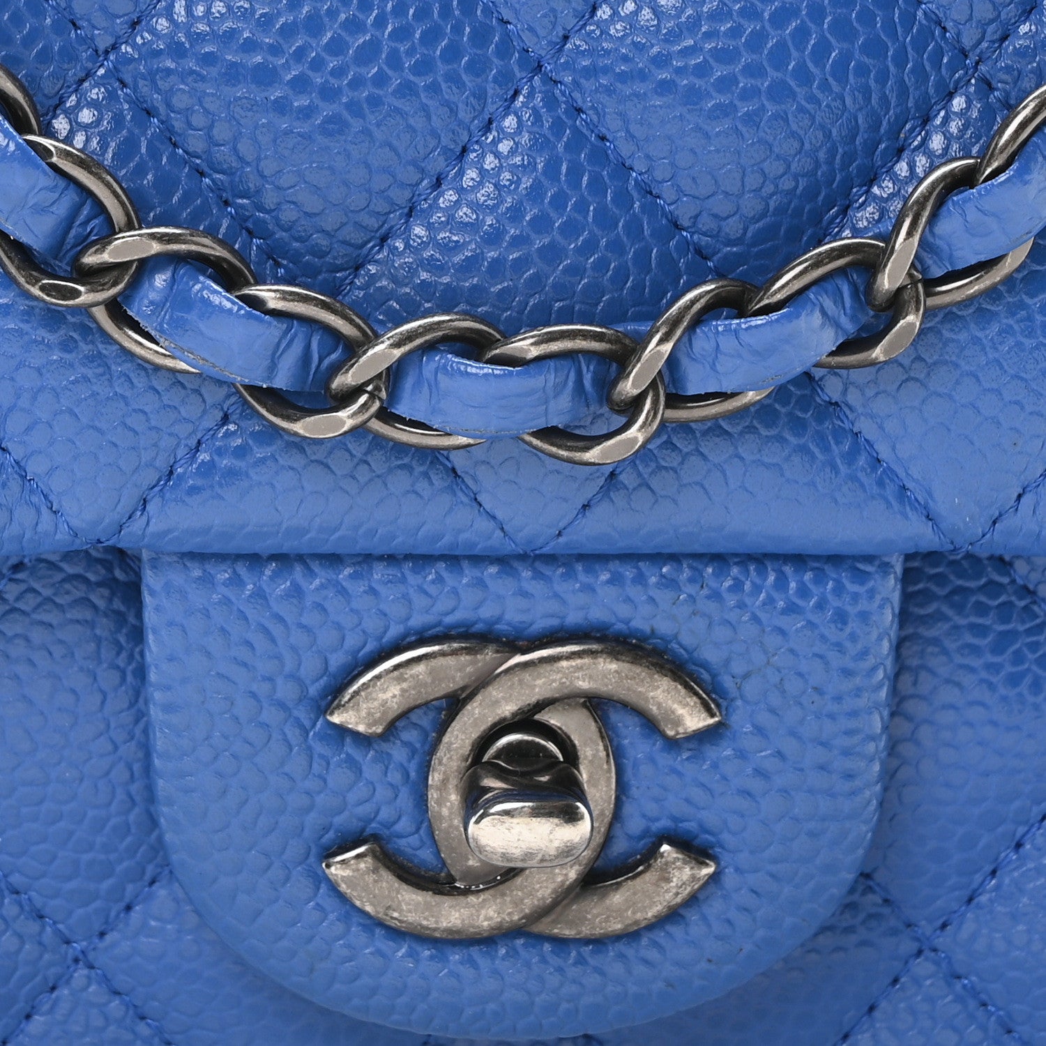 Chanel Caviar Quilted Mini Rectangular Flap Blue 16 of 23