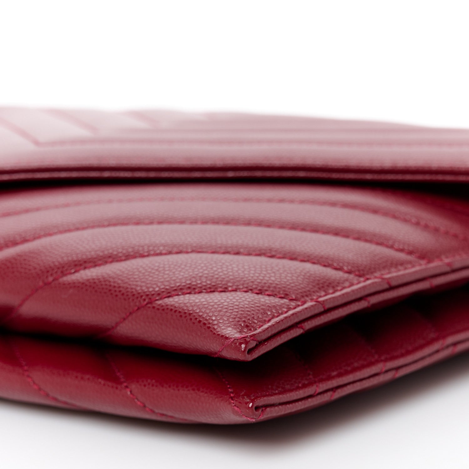 Saint Laurent Grain De Poudre Matelasse Tribeca Chain Wallet Amaretto 13 of 13