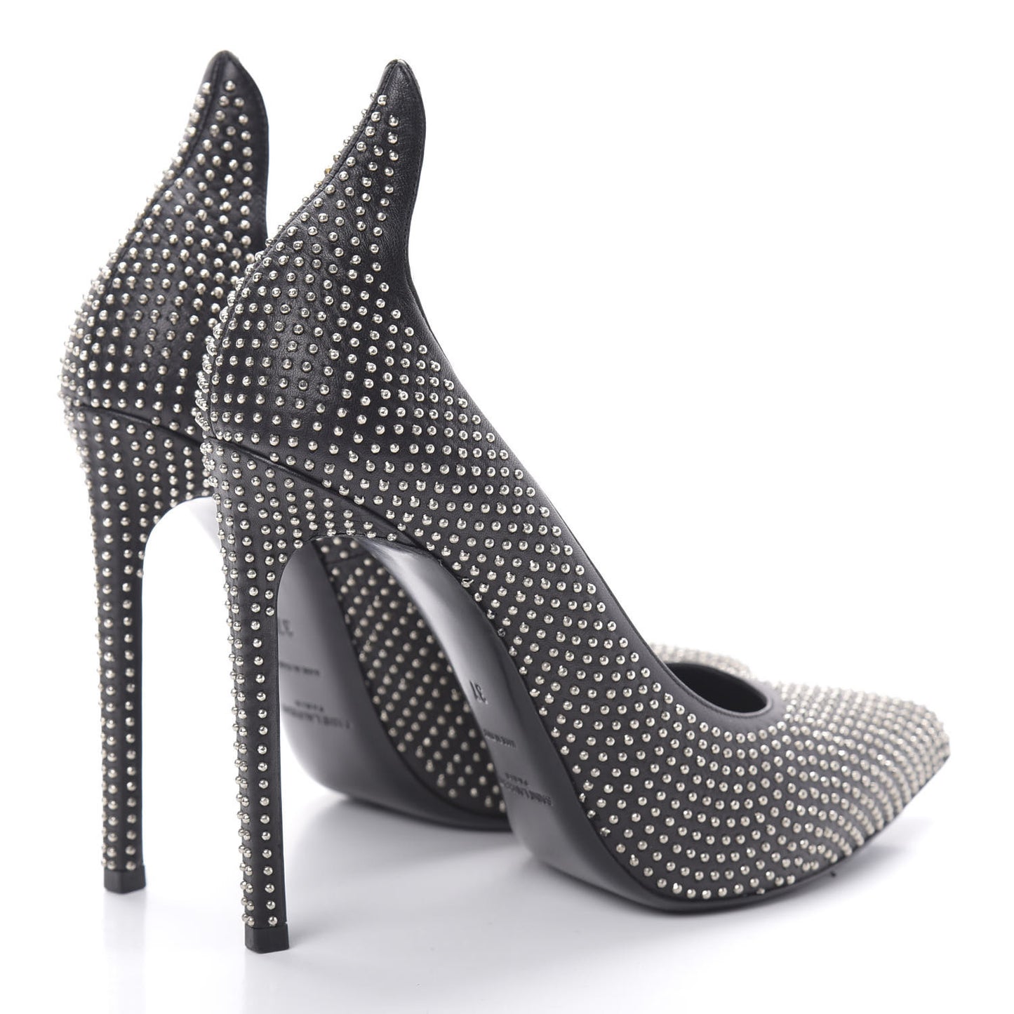 Calfskin Paris Micro Studded 110 Thorn Pumps 37 Black