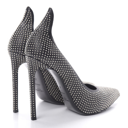 Saint Laurent Calfskin Paris Micro Studded 110 Thorn Pumps 37 Black 4 of 11