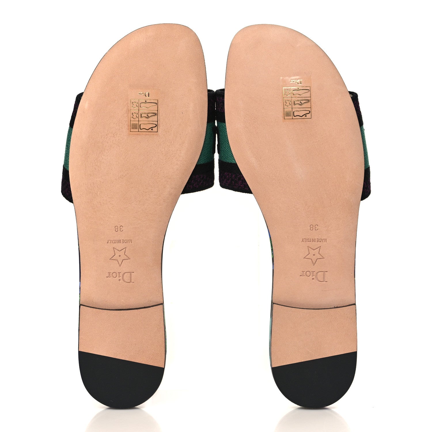 Christian Dior Canvas Embroidered Dway Mules Slide Sandals 38 Purple Multicolor 5 of 8