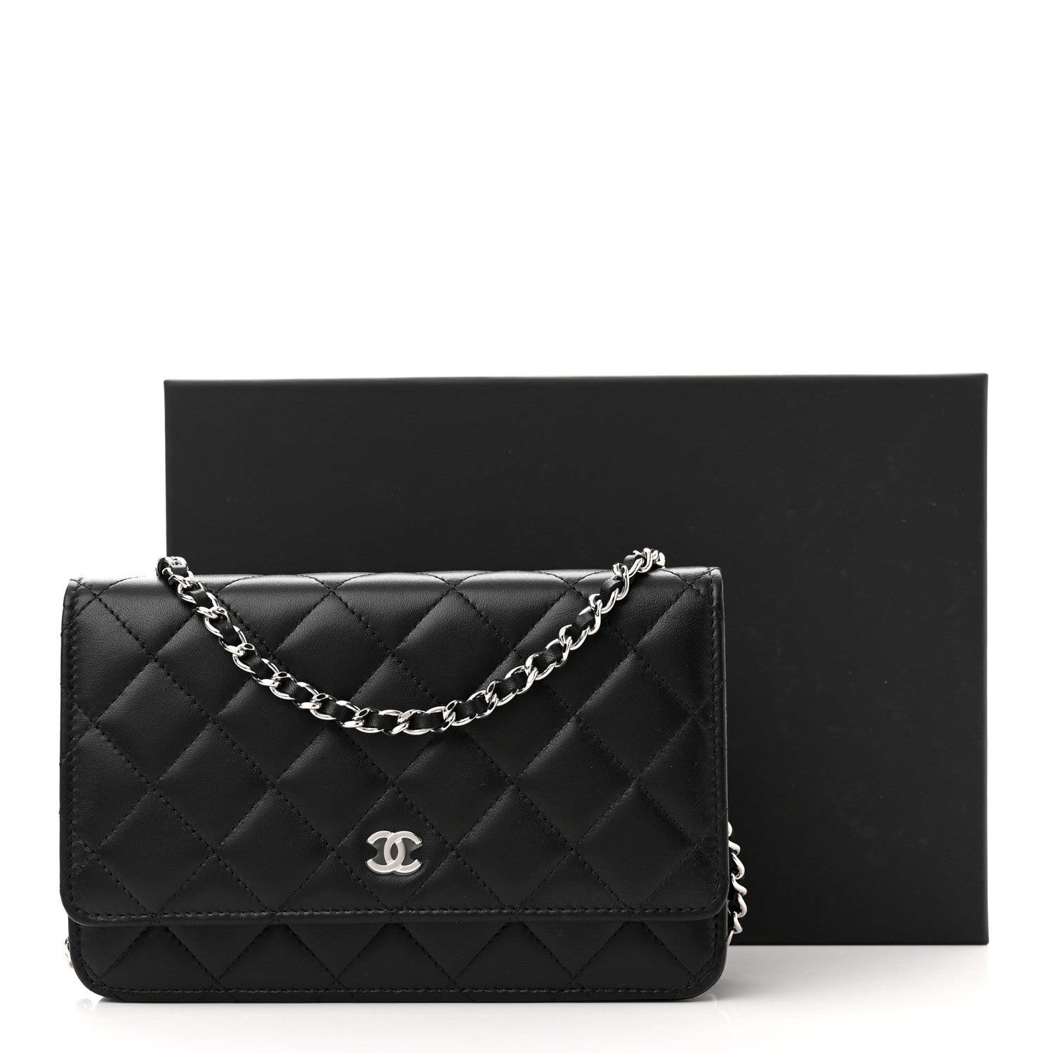 Chanel Lambskin Quilted Wallet On Chain WOC Black 11 of 11