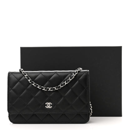 Chanel Lambskin Quilted Wallet On Chain WOC Black 11 of 11