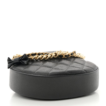 Chanel Shiny Caviar Quilted Bow Pouch Hobo Black 4 of 11