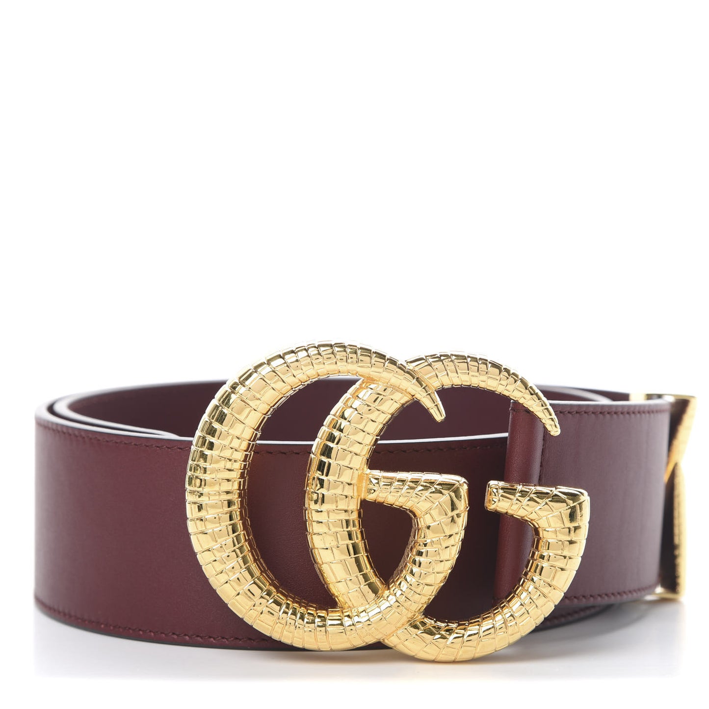 Calfskin Lizard Double G 50mm Belt 80 32 Vintage Bordeaux