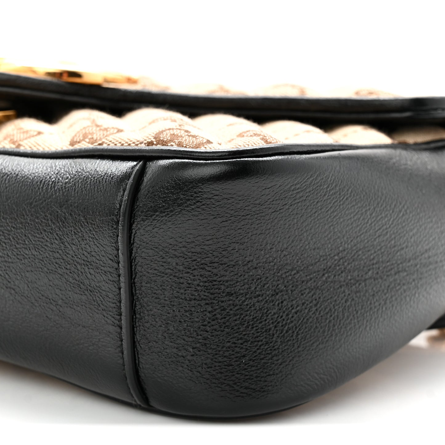 Monogram Matelasse Diagonal Small GG Marmont Shoulder Bag Beige Black