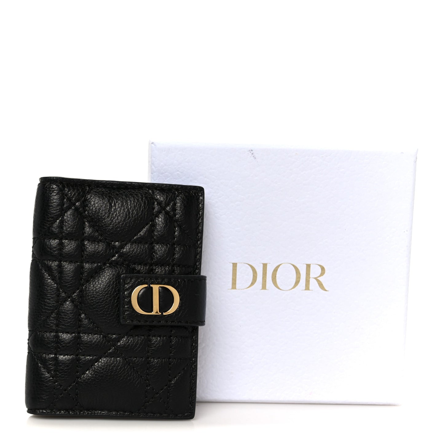 Supple Calfskin Cannage Caro Dandelion Card Holder Black