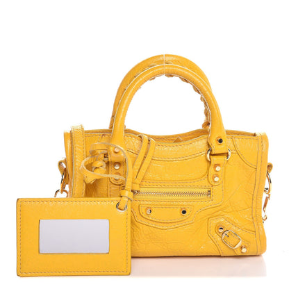 Balenciaga Agneau Classic Gold Hardware Nano City Jaune Epi 1 of 16
