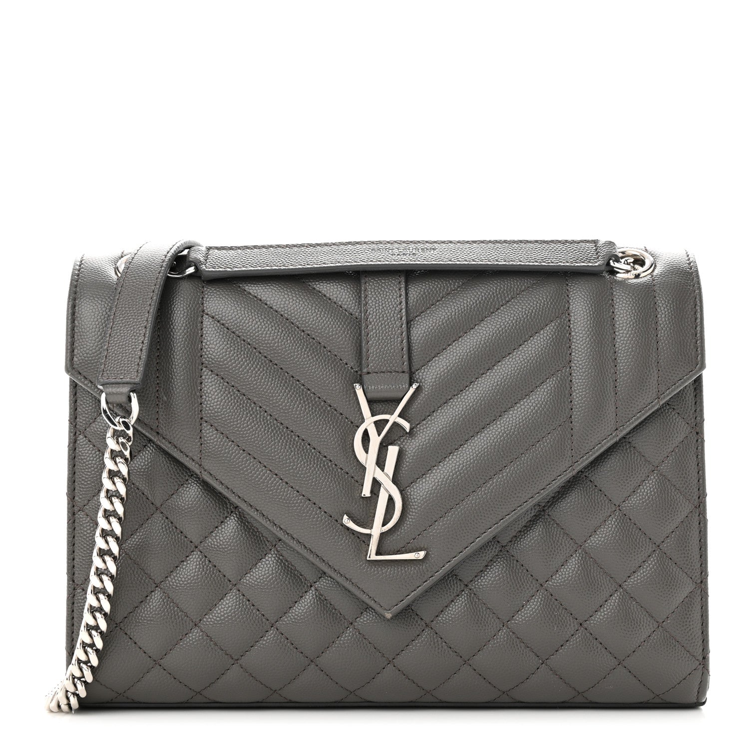 Saint Laurent Grain De Poudre Textured Mixed Matelasse Medium Triquilt Monogram Satchel Earth 1 of 11